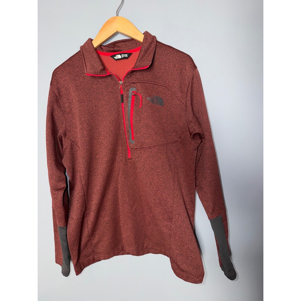 The North‎ Face Mens Pullover Fleece Jacket Red Heathered Size L G
